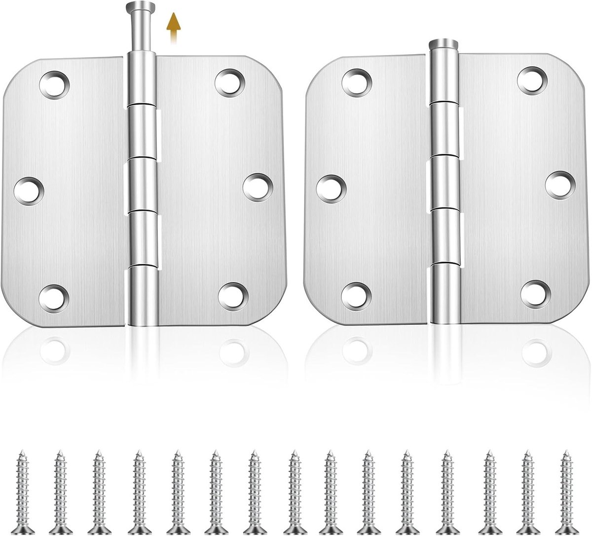RVS Scharnieren met Kogellagers voor Zware Deuren - Verstelbare Meubelhardware voor Houten Deuren, 7.5cm x 7.5cm, Inclusief Schroeven en Tape