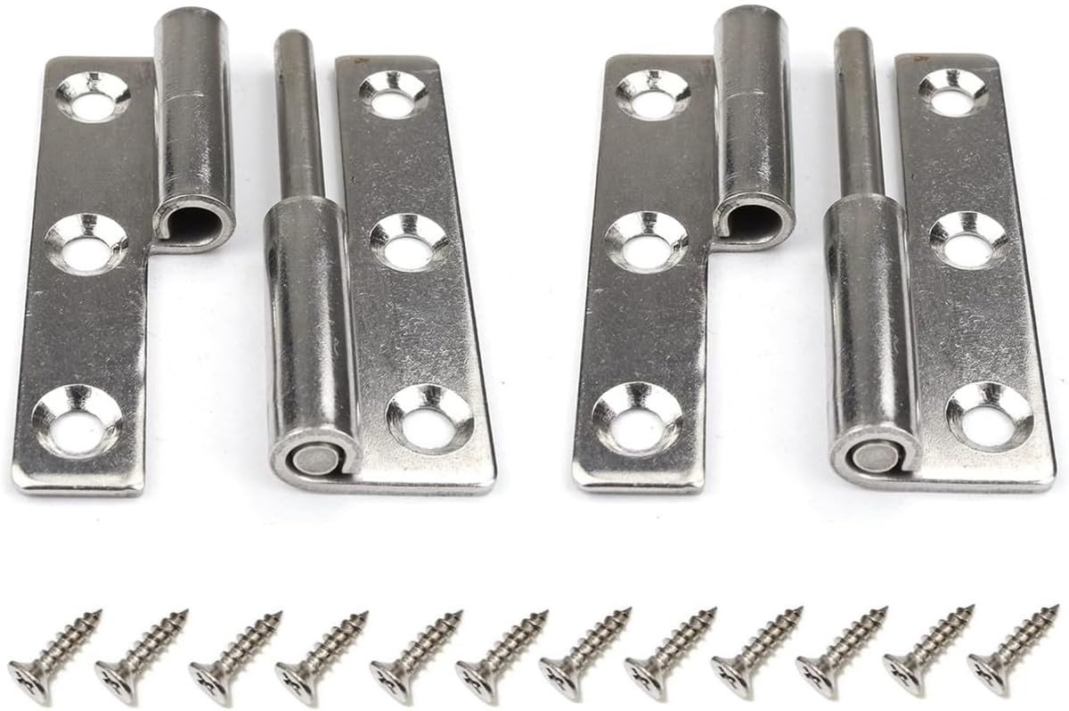 Zware Deur Scharnieren, Afneembare RVS Scharnieren voor Binnen- en Buitendeuren, 4 Inch (2 Stuks, Rechts)