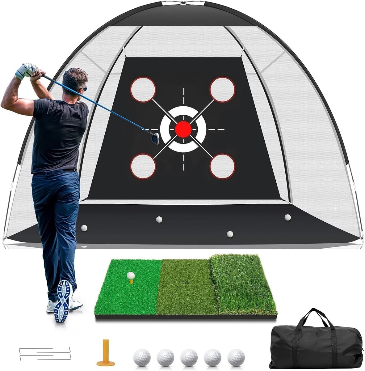 Complete Golf Oefen Set voor Binnen en Buiten met Doelmat en Ballen voor Chipping en Slagen Training voor Golfenthousiastelingen