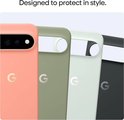 Vier Google Pixel telefoonhoesjes in roze, groen, lichtgroen en zwart, met het Google G-logo.