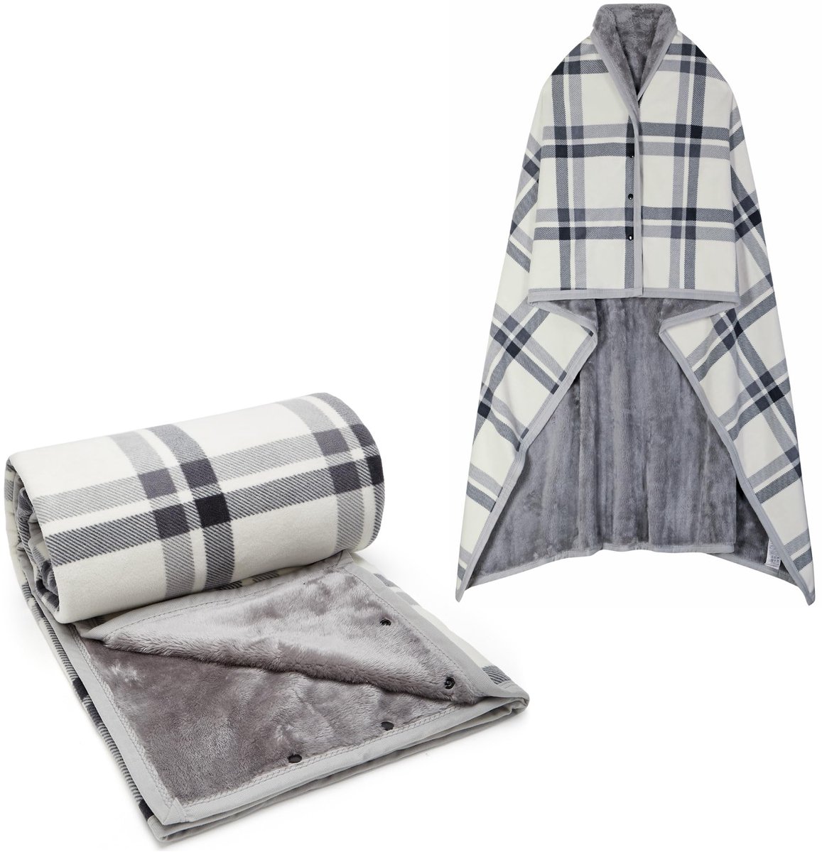 Damesponcho fleece - geruite schootdeken - comfortabele omslagdoek - perfect voor thuis of op kantoor - ShopVlot
