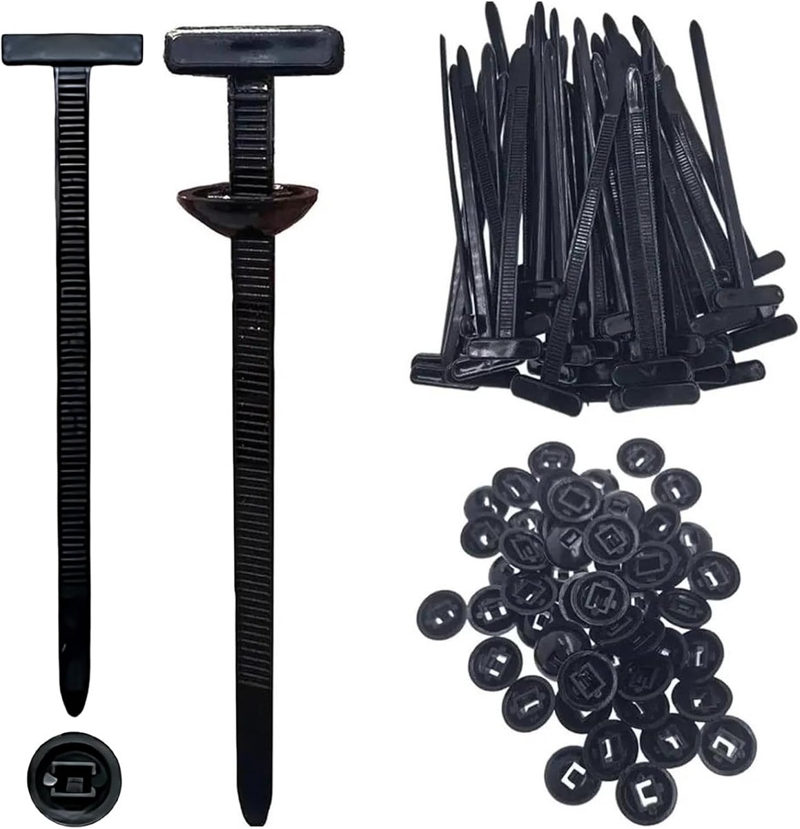 100 Pcs Nylon Universal Cable Ties Clips Push Mount Cable Ties Buckle Cable Tie Buckle Rugged Self Lock Multi-Purpose - ShopVlot