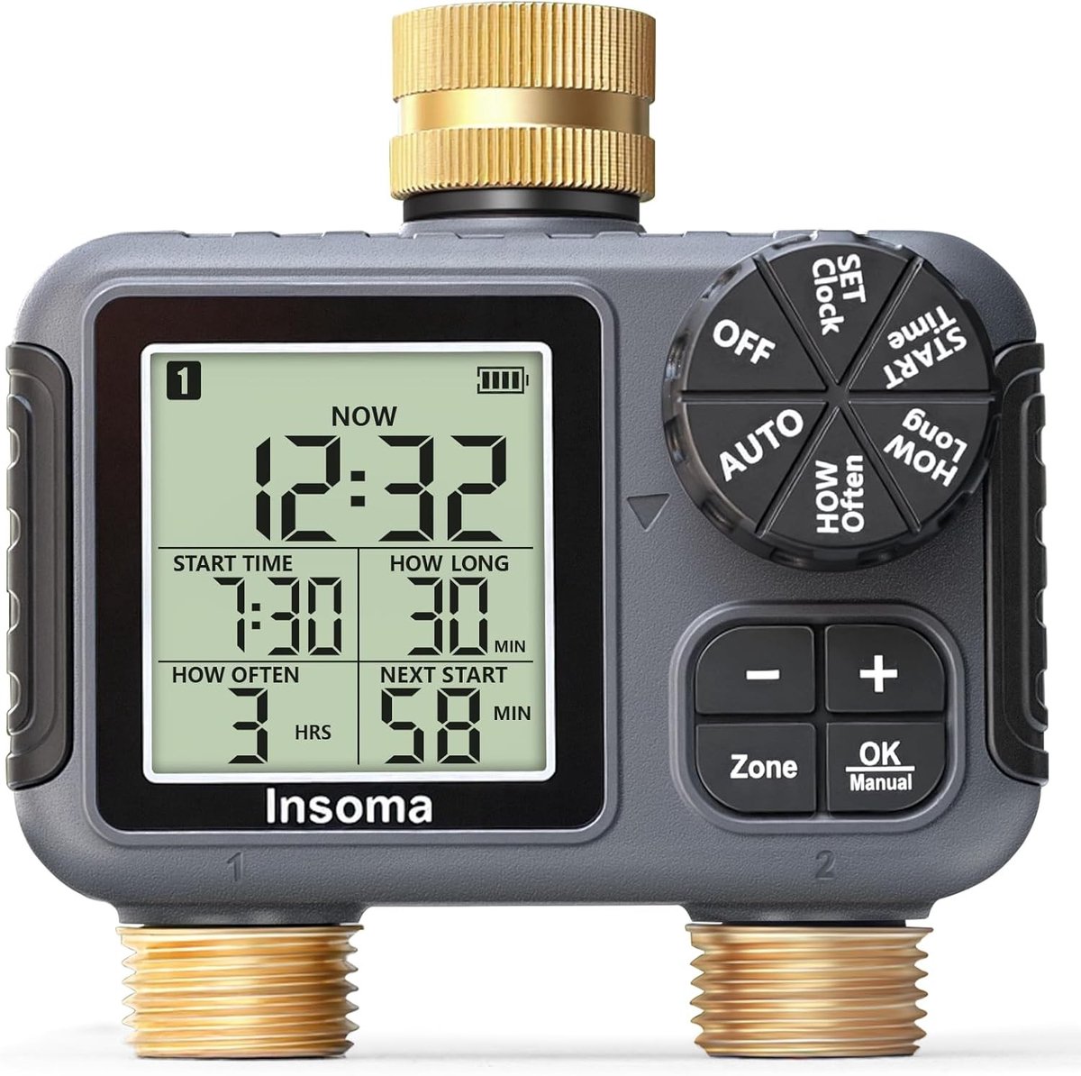 Sprinkler Timer - Niet gespecificeerd - 2 Zone-Digital V2.0 - Koperen Inlaat/Uitlaat met LCD-weergave - Voor Tuin en Gazon