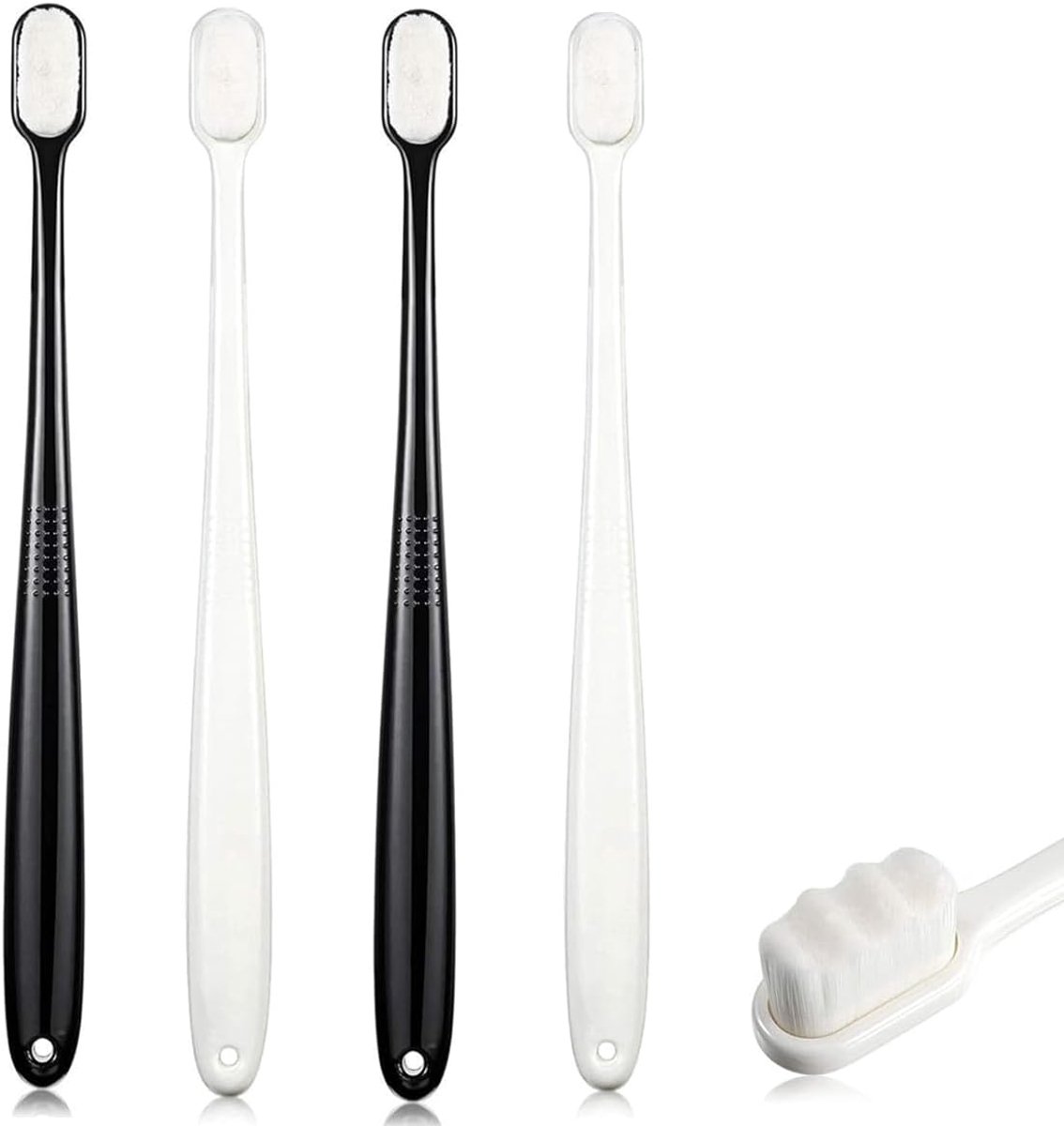 4 Pieces Soft Micro Nano Manual Toothbrush, 20,000 Bristles, Extra Soft Bristles, Soft Dental Floss, Mouth Care for - ShopVlot