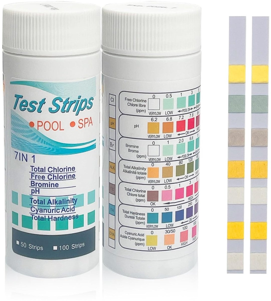 200 Stuks 7-in-1 Water Test Strips voor pH, Chloor en Hardheid - Ideaal voor Zwembaden en Whirlpools