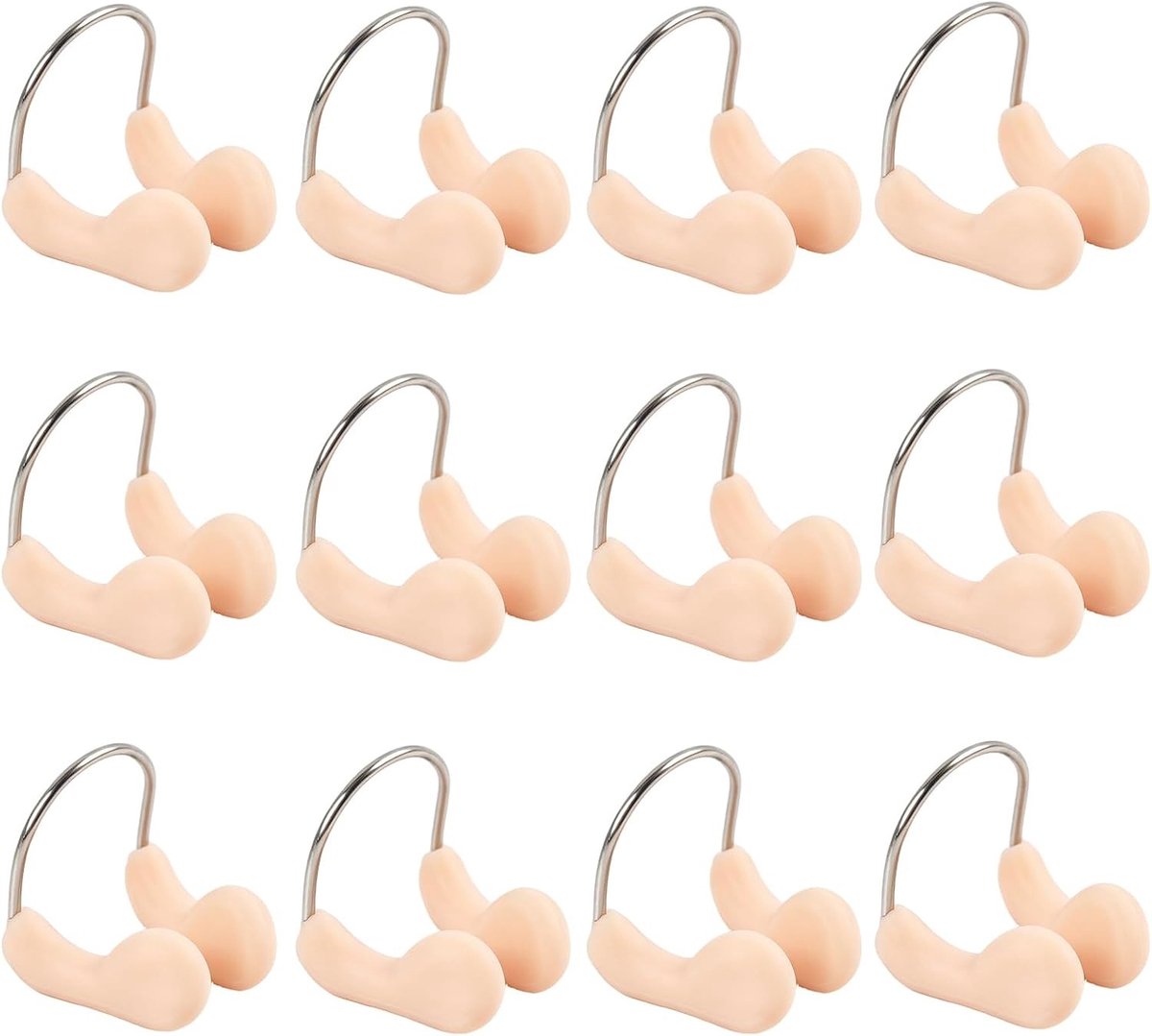 Set van 12 Neusclips, Waterdicht en Stevige Metaalboog, Zachte Kussen voor Training en Zwemmen, Geschikt voor Volwassenen en Kinderen
