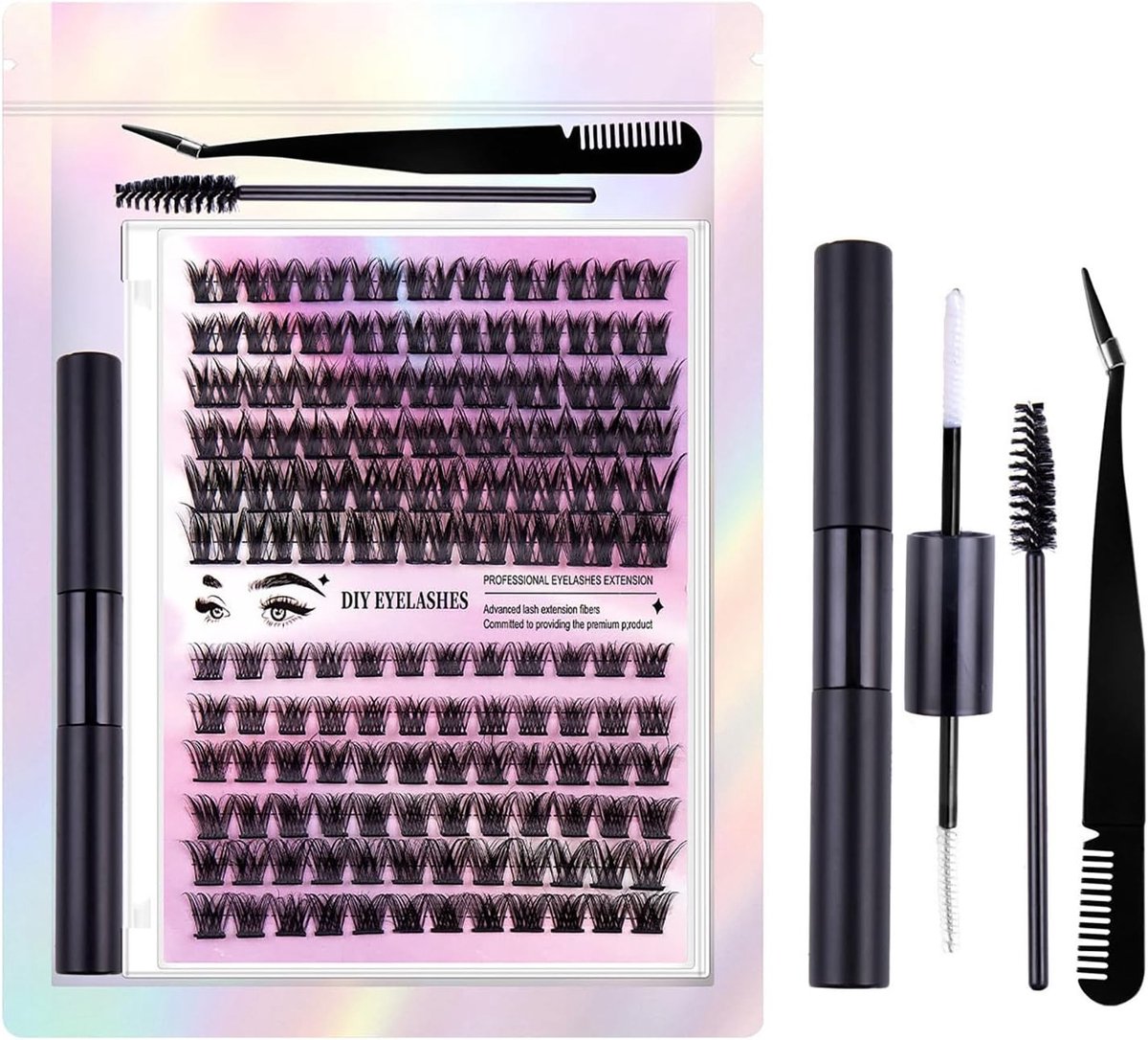 126-delige DIY Wimpercluster Kit met C Curl, Volume Wimperextensions, Applicators en Tweezers voor Perfecte Wimpers