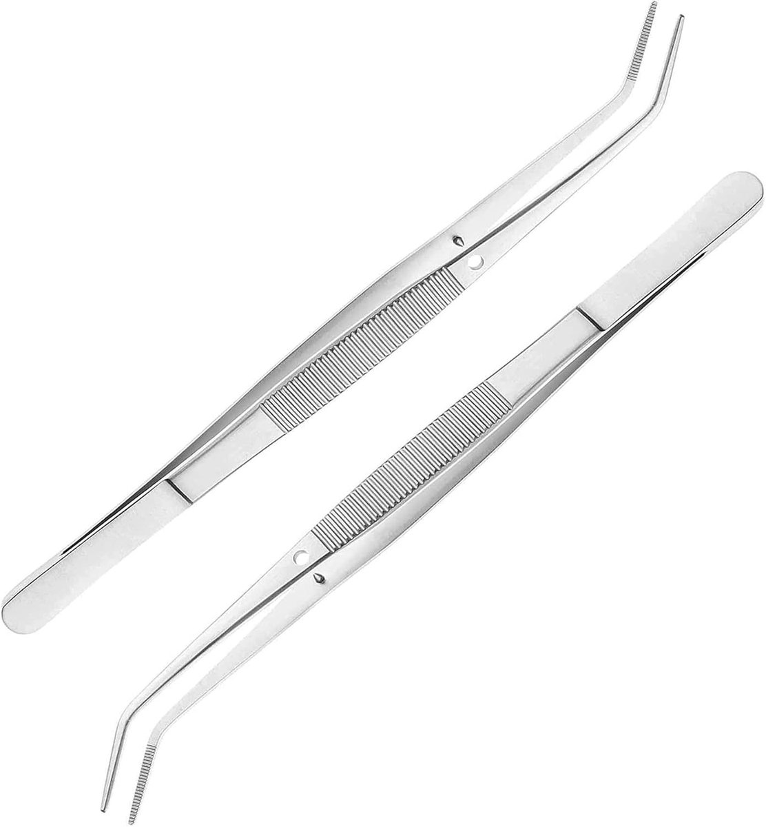 Precisie Pincet Set van Roestvrij Staal - 2 Stuks 16cm Gebogen en Puntige Pincetten voor Aquariums, Ambachten en Koken