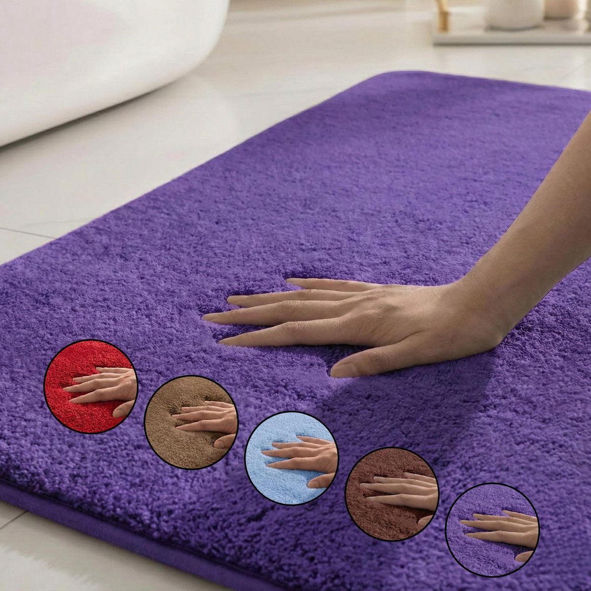Badmat 50 x 80 cm - paars - antislip - absorberend voor badkamer - ShopVlot