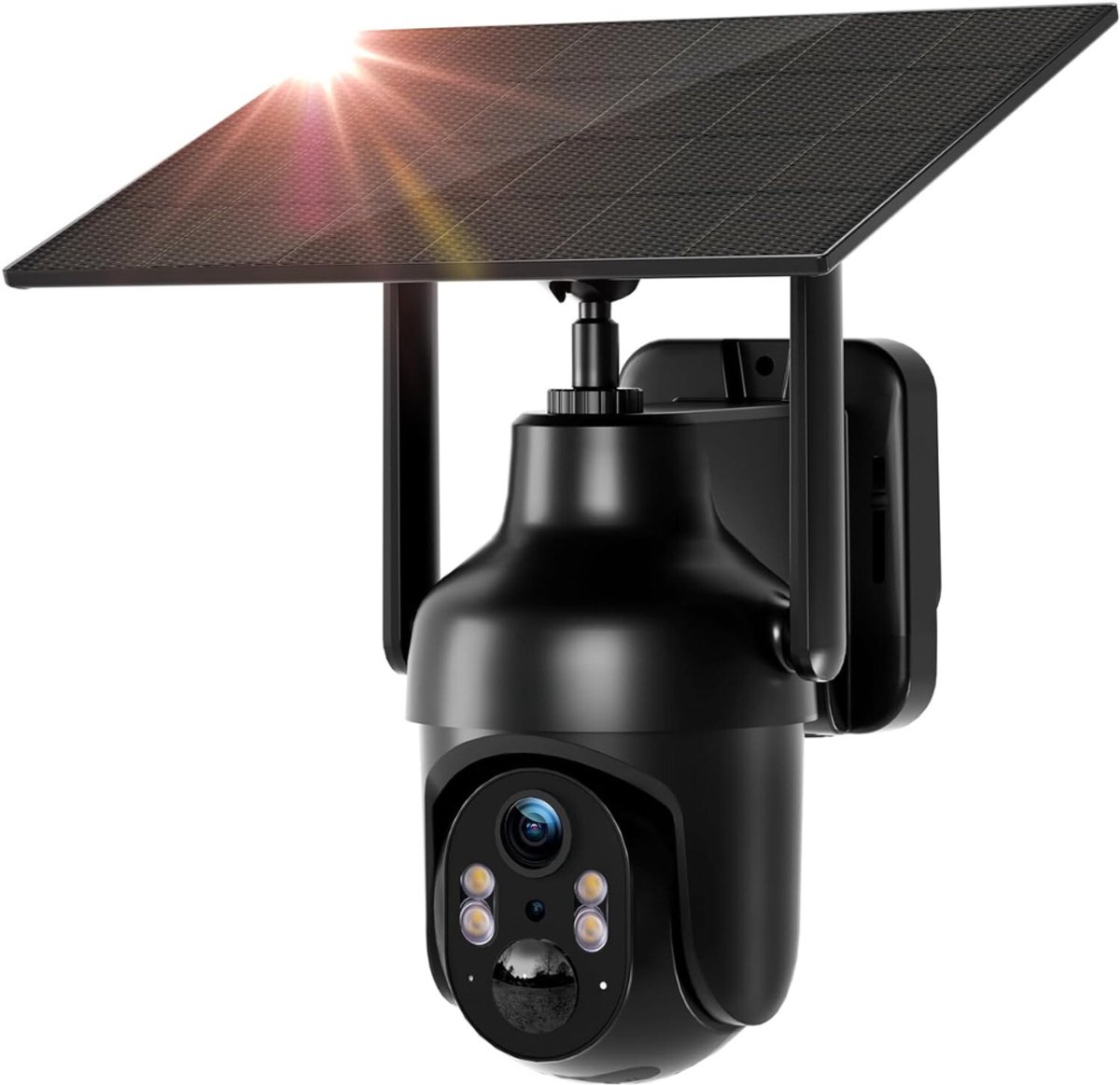 QUOVO® Camerabewaking Draadloos - Beveiligingscamera voor buiten Op zonne-energie – Camerabewaking - Draadloze beveiligingscamera – Buiten Camera met nachtzicht - Bewakingscamera voor buiten- Zwart- 18cm x 17cm x 14cm