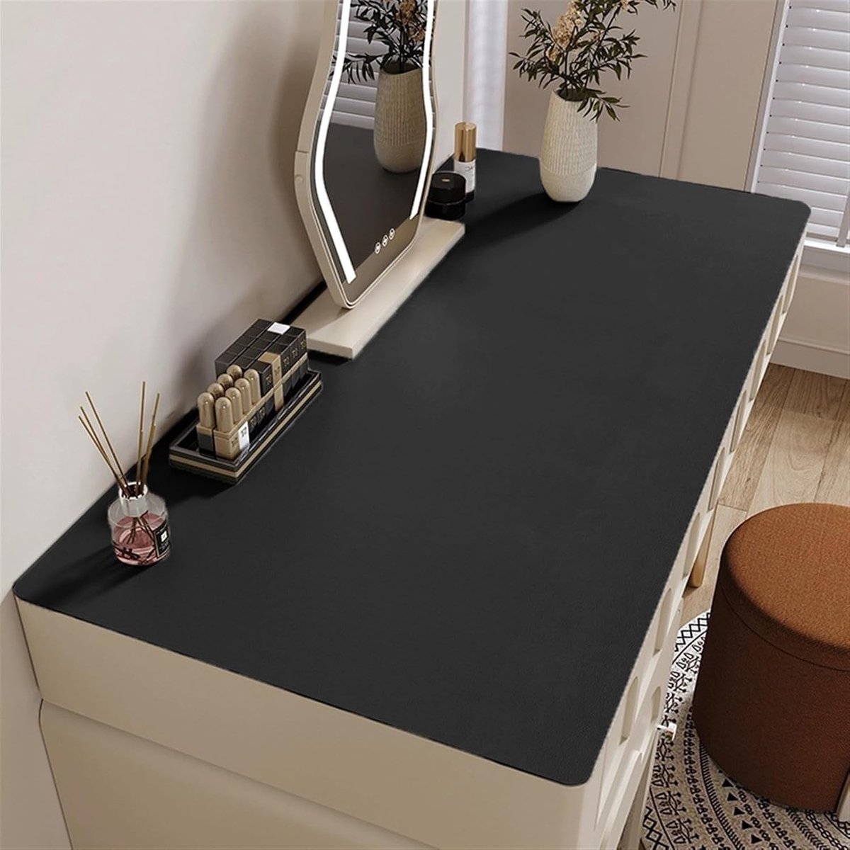 Waterdichte Bureau Mat van PU, 100 x 60 cm, Zwart - Ideaal voor Kantoor, Gaming en Thuiswerk