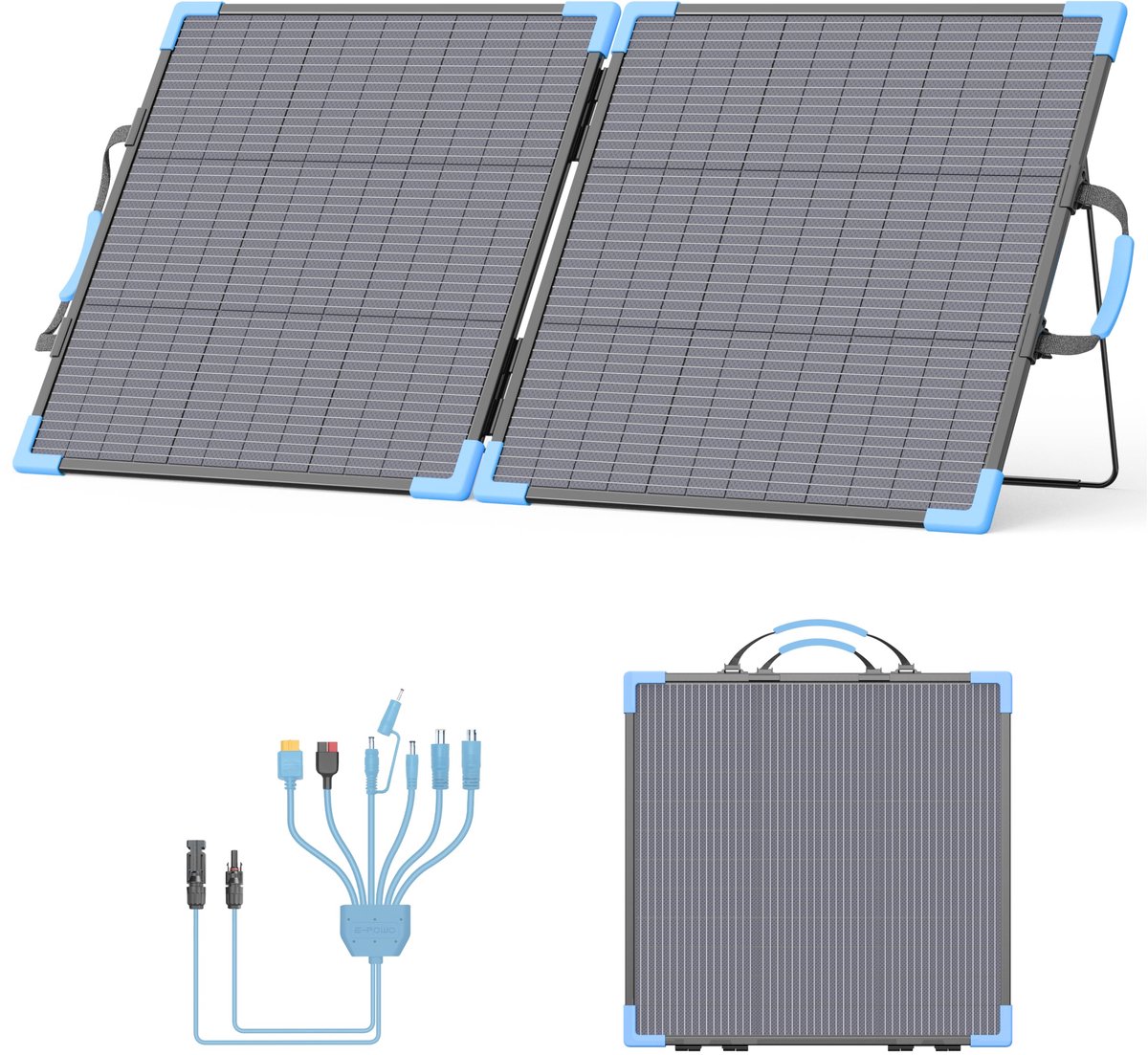 Zonnepaneel 24 V 220 W - tweevoudig opvouwbaar - 25% efficiëntie - ideaal voor buitengebruik - Luxento