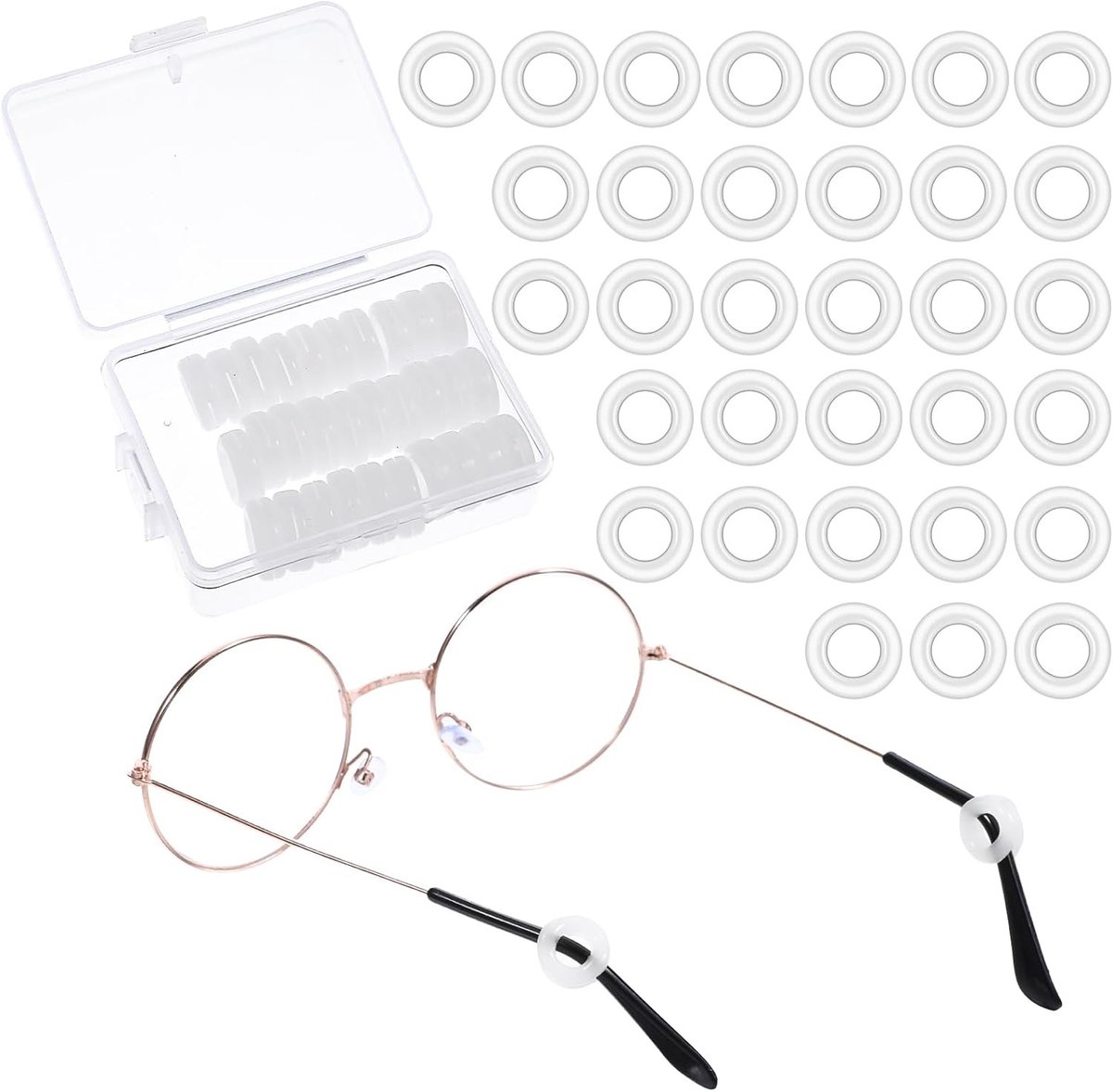 16 Pairs Zachte Anti-Slip Silicone Oordopjes voor Brillen, Transparante Oordopjes, Brilaccessoires en Oorsteunen