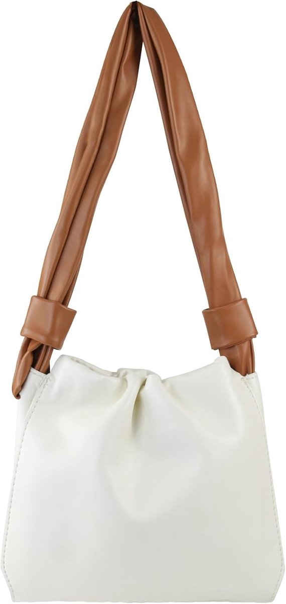 Stijlvolle Vouwbare Schoudertas voor Dames met Houten Handvat, Mini Handtas met Afneembare Schouderriem en Magneetsluiting, Perfect voor Dagelijks Gebruik en Uitjes