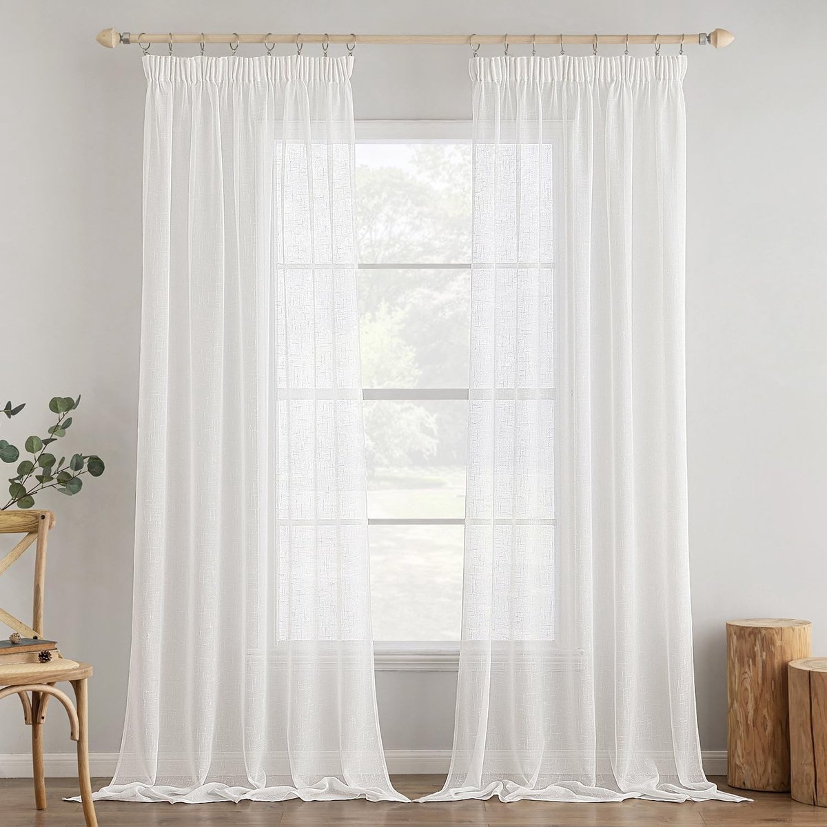 Transparante Gordijnen voor Binnen, Decoratie van de Woonkamer, 2 Paneelsets voor Slaapkamer en Raam, Modern Design, 140x300cm, Wit, Lichtdoorlatend en Stijlvol