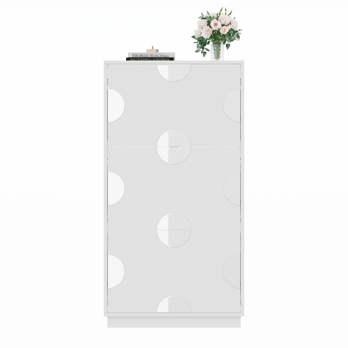 Merax Smalle Schoenenkast met Spiegel - 63 x 24 x 120 cm - Wit - 3 Klepdeuren - Schoenenopberger voor Hal
