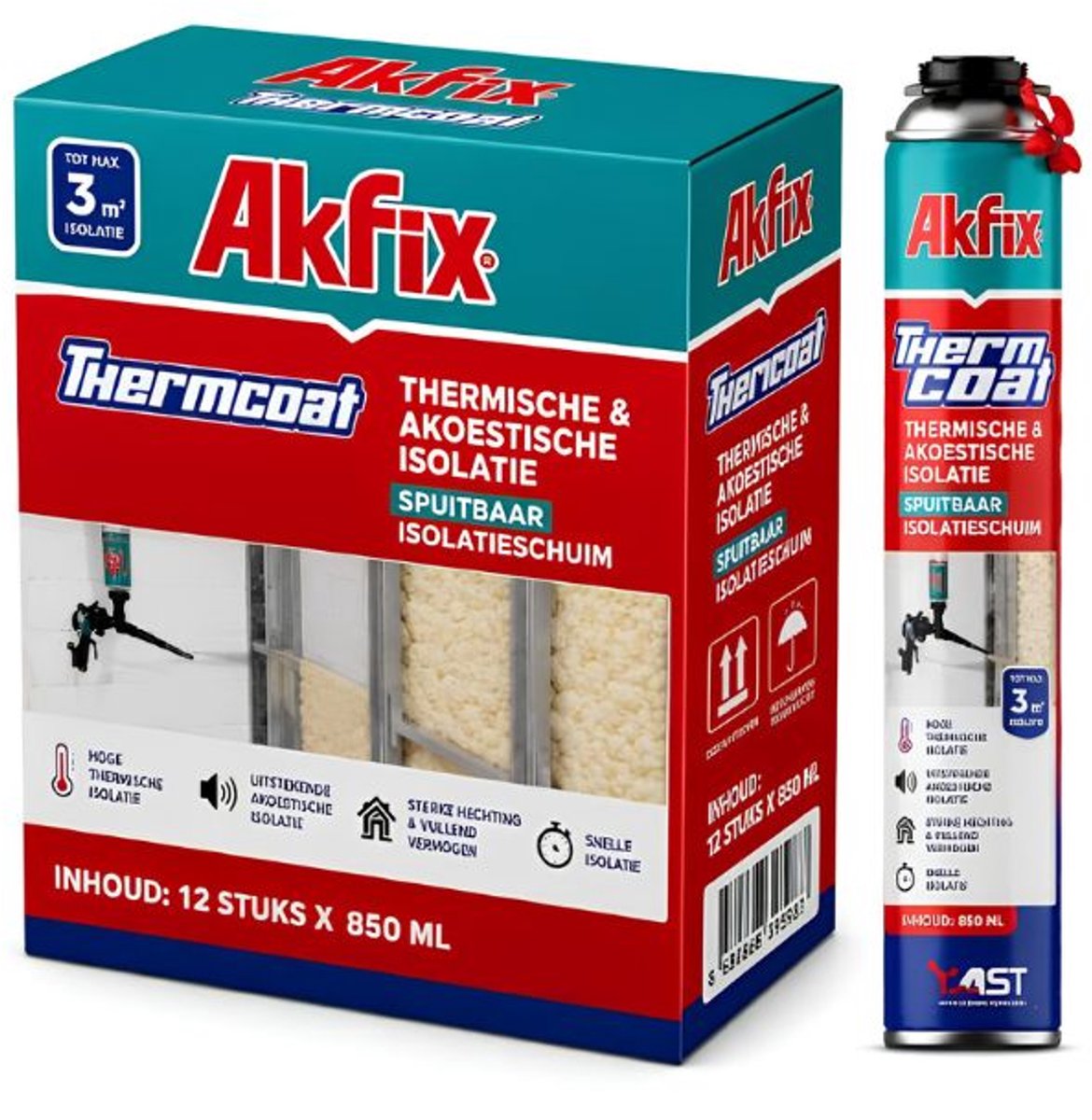 AKFIX Spuitbaar purschuim - Sprayfoam THERMCOAT 850ML 12x