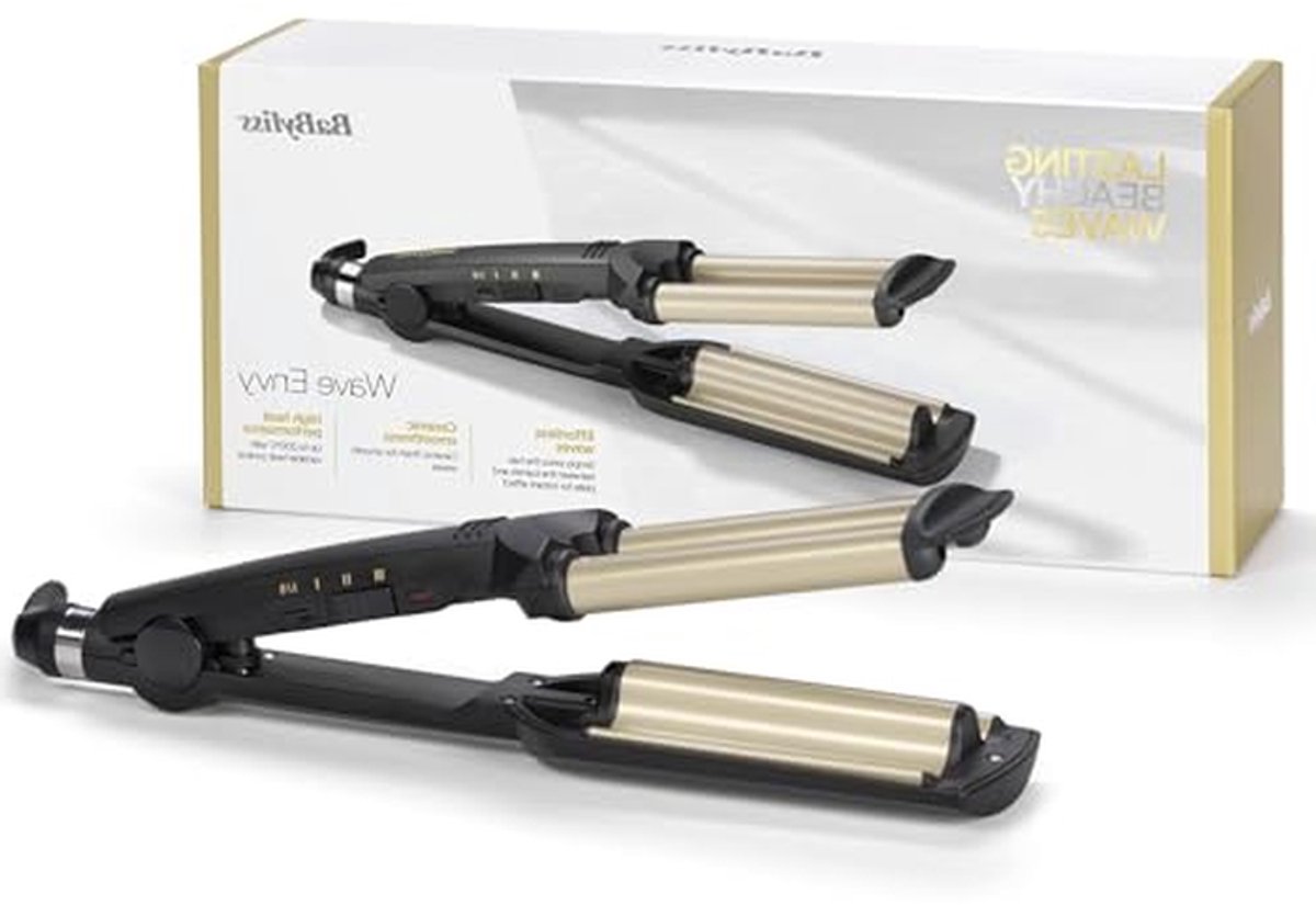 Haar Waver - Strand Golven - Snel Stijlen - Keramisch Titanium - 15mm Cilinder - Goud Zwart