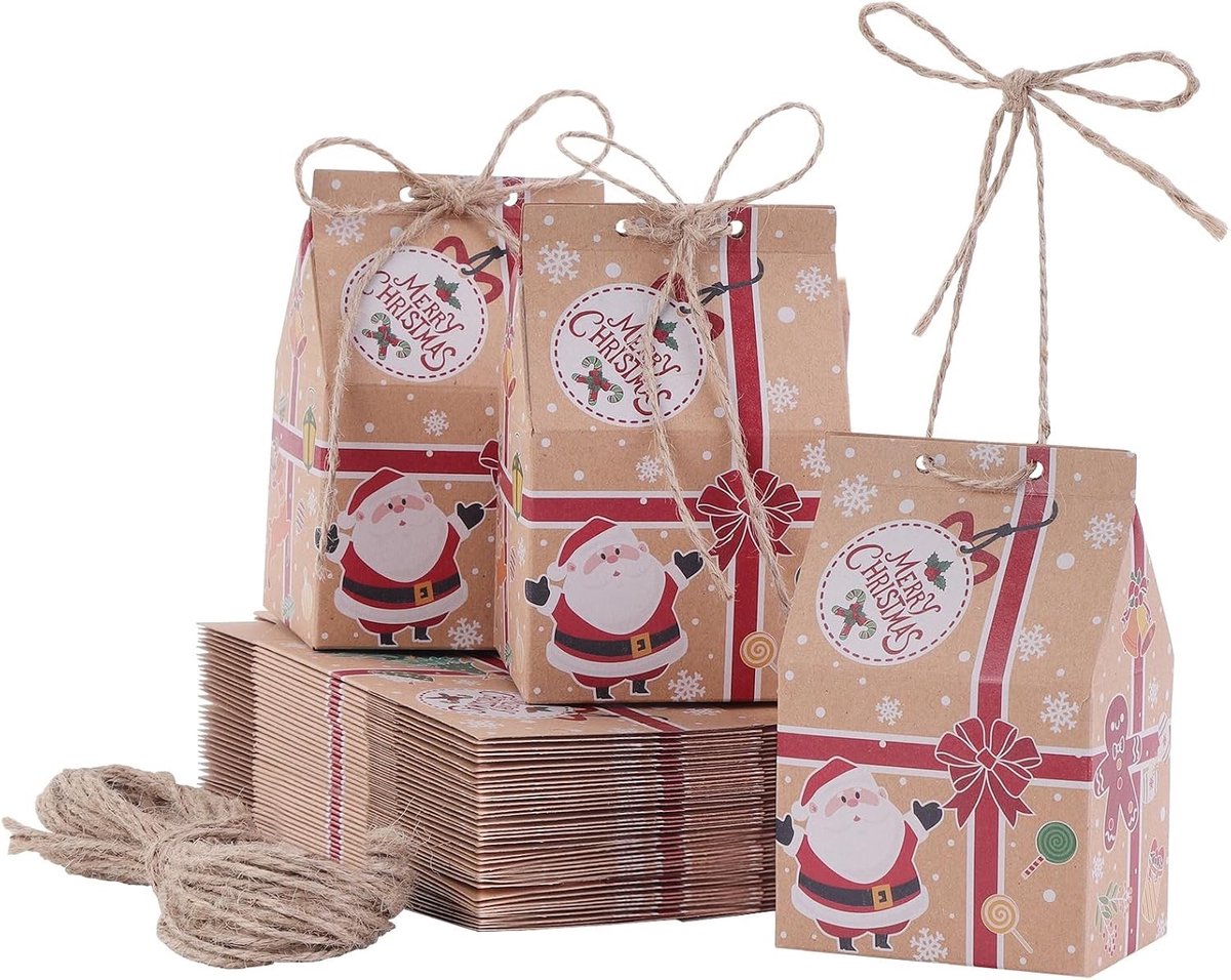 30 Stuks Kerstmis Cadeau Dozen, Kraft Papieren Snoepdozen, Feestelijke Verpakkingen voor Kinderen en Adventskalender Decoraties