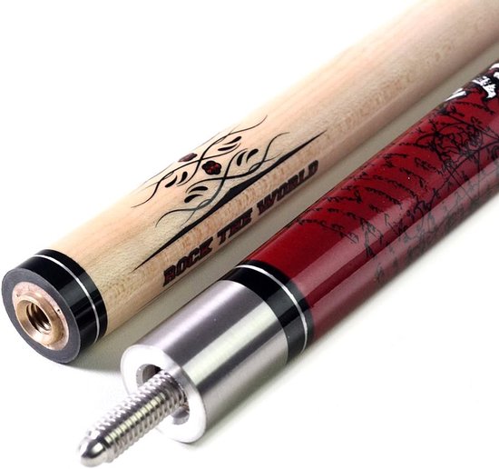 Pool Keu Set - Biljart Keu - Poolen - Esdoornhout Schacht - 57 inch - Rood — afbeelding 4