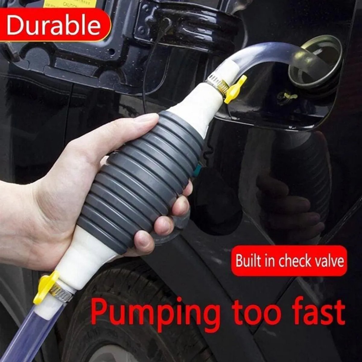 Handmatige brandstofpomp, draagbare brandstofpomp Geschikt voor het leveren van brandstof aan voertuigen, universele benzinepomp Geschikt voor 2 meter slang.