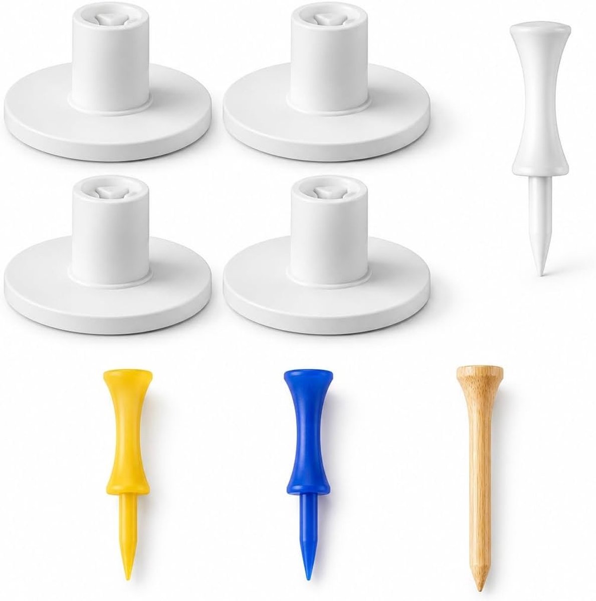 Verstelbare rubberen golftees set van 4 voor driving range, golfsimulator en golftraining, ideaal als cadeau voor mannen