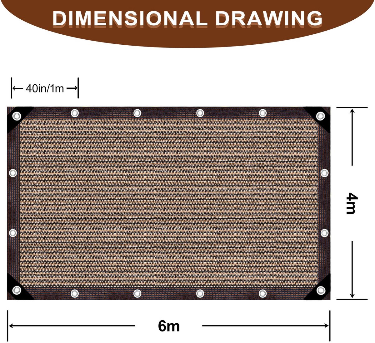 Zonwerend doek 4x6m - met oogjes - 80% schaduweffect - ideaal voor pergola en tuin - ShopVlot