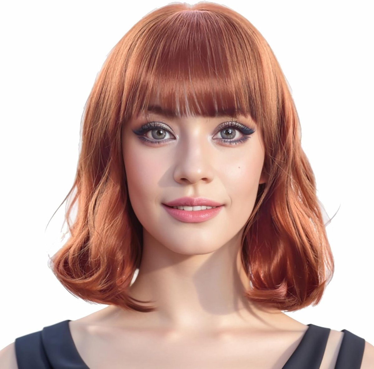 Korte Krullende Bob Peruk met Pony voor Cosplay en Halloween Feestkleding (Oranje) - Perfecte Accessoire voor Feestjes en Theatrale Optredens