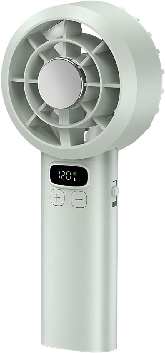 Kleine USB-ventilator - Draagbare Mini Ventilator - 1200 mAh - Ventilator 120 Standen - Draagbaar Kleine Tafelventilator - Oplaadbaar USB Handventilator - Handventilator met IJs Koeling - Groen - Mini Ventilator - Draagbare USB Ventilator