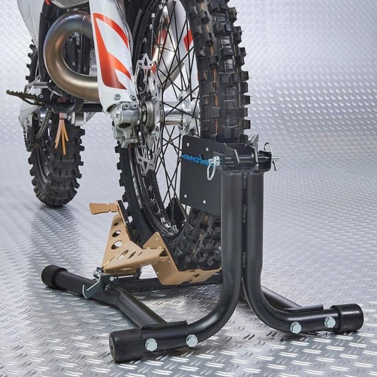 Inrijklem Motor - Wielklem Motorklem - Motor Stabiliseren - Kantelmechanisme - 61 x 50 x 34 cm - Goud