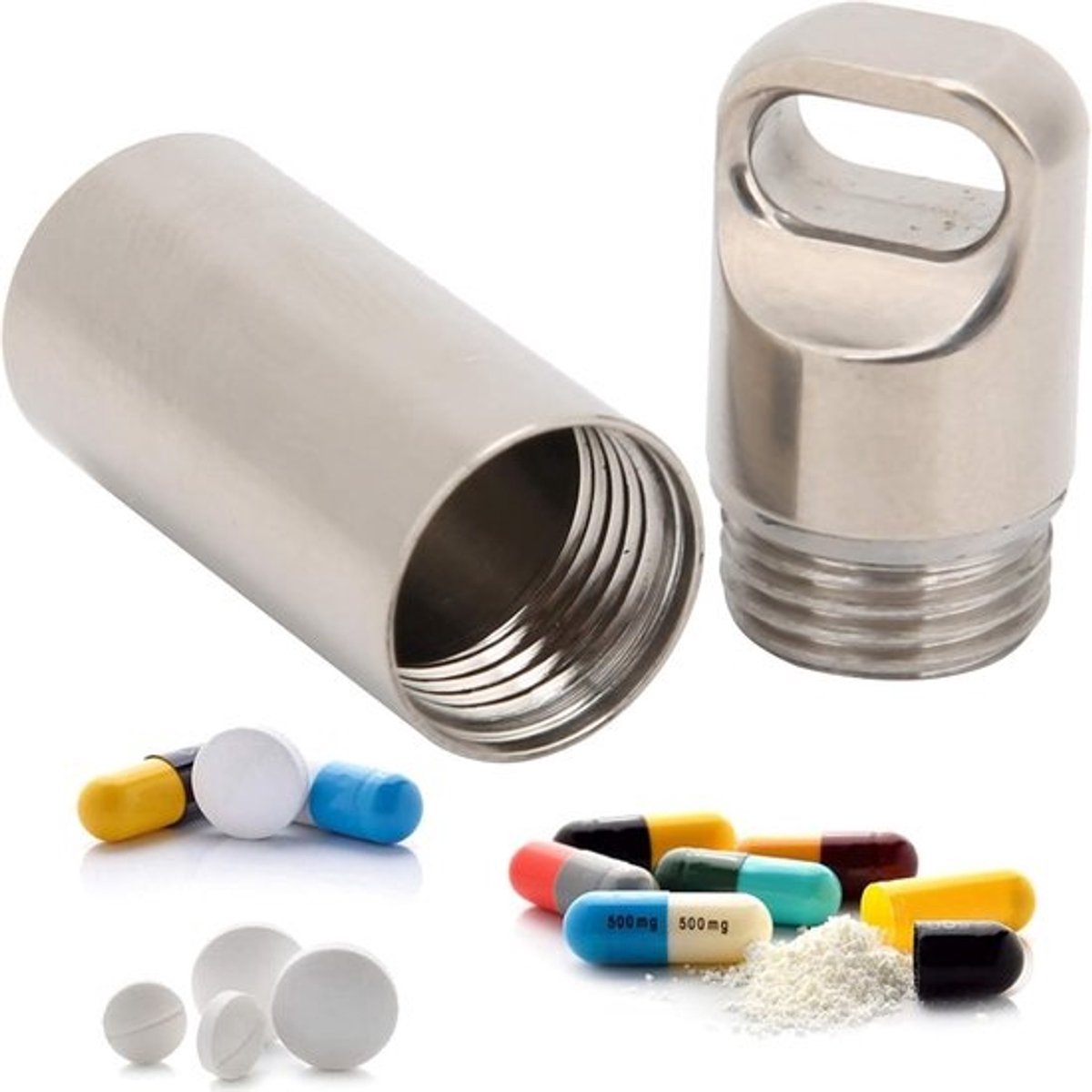 Titanium Pillendoosje - Waterdicht en Draagbaar voor Medicijnen en Vitamines