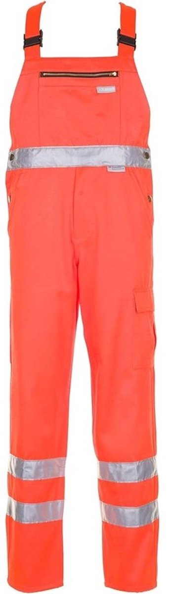 Hoge Zichtbaarheid Tuinbroek Oranje - Veiligheidswerkkleding met Reflecterende Strips - Maat 52