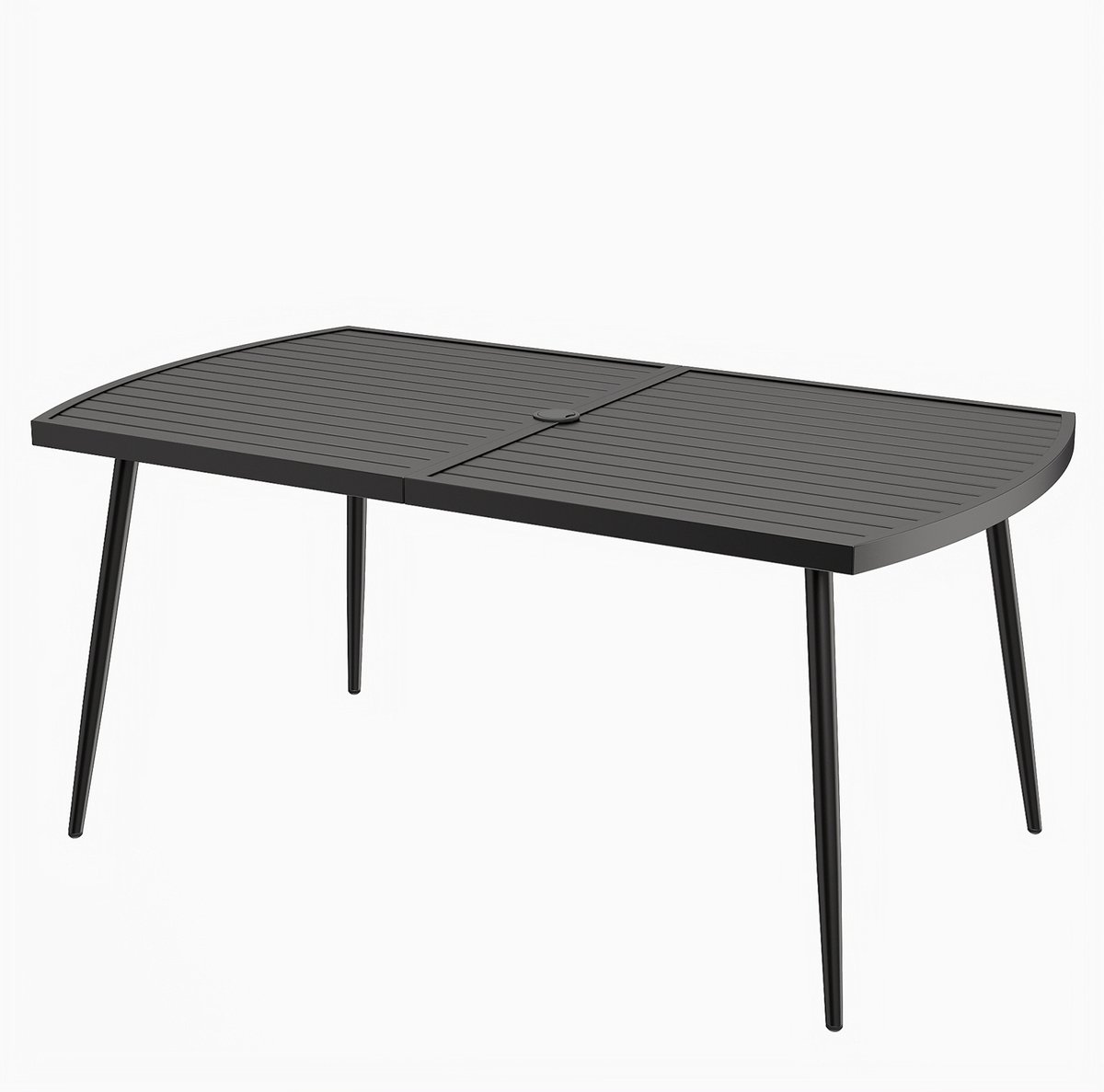 SureDeal® - Tuintafel - Eettafel - Buiten - Personen Metalen Balkontafel - Parasolgat - 160x90x74 cm - Donkerbruin