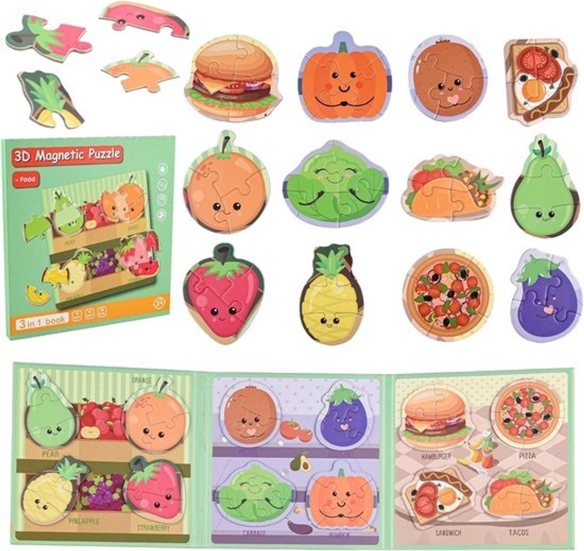 Magnetische Puzzelset met 80 Stukjes en Herbruikbare Stickers - Educatief Speelgoed voor Onderweg