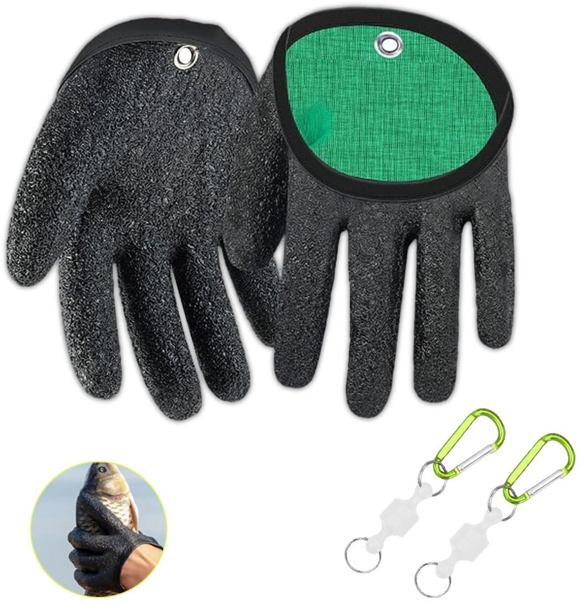 1 paar bijtbestendige waterdichte vishandschoenen voor roofvissen, met 2 magnetische gespen, visaccessoire