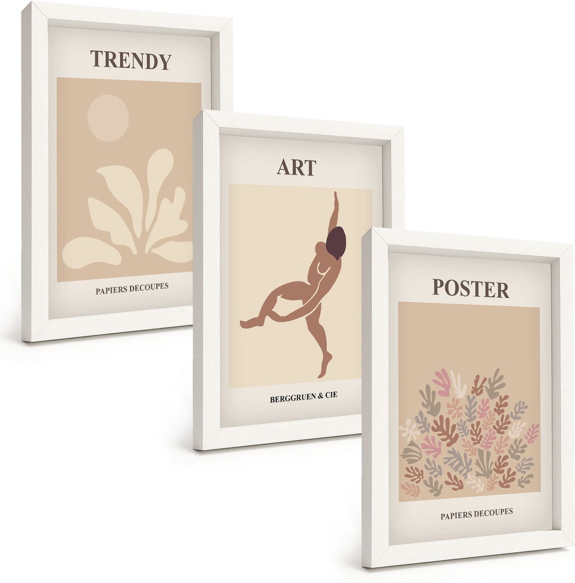 Wallfluent 3-Delige Schilderij Set - Abstracte Vormen En Figuren Van Henri Matisse - 20 x 30 - Decoratieve Schilderijen - Woonkamer - Interieur - Interieur Decoratie
