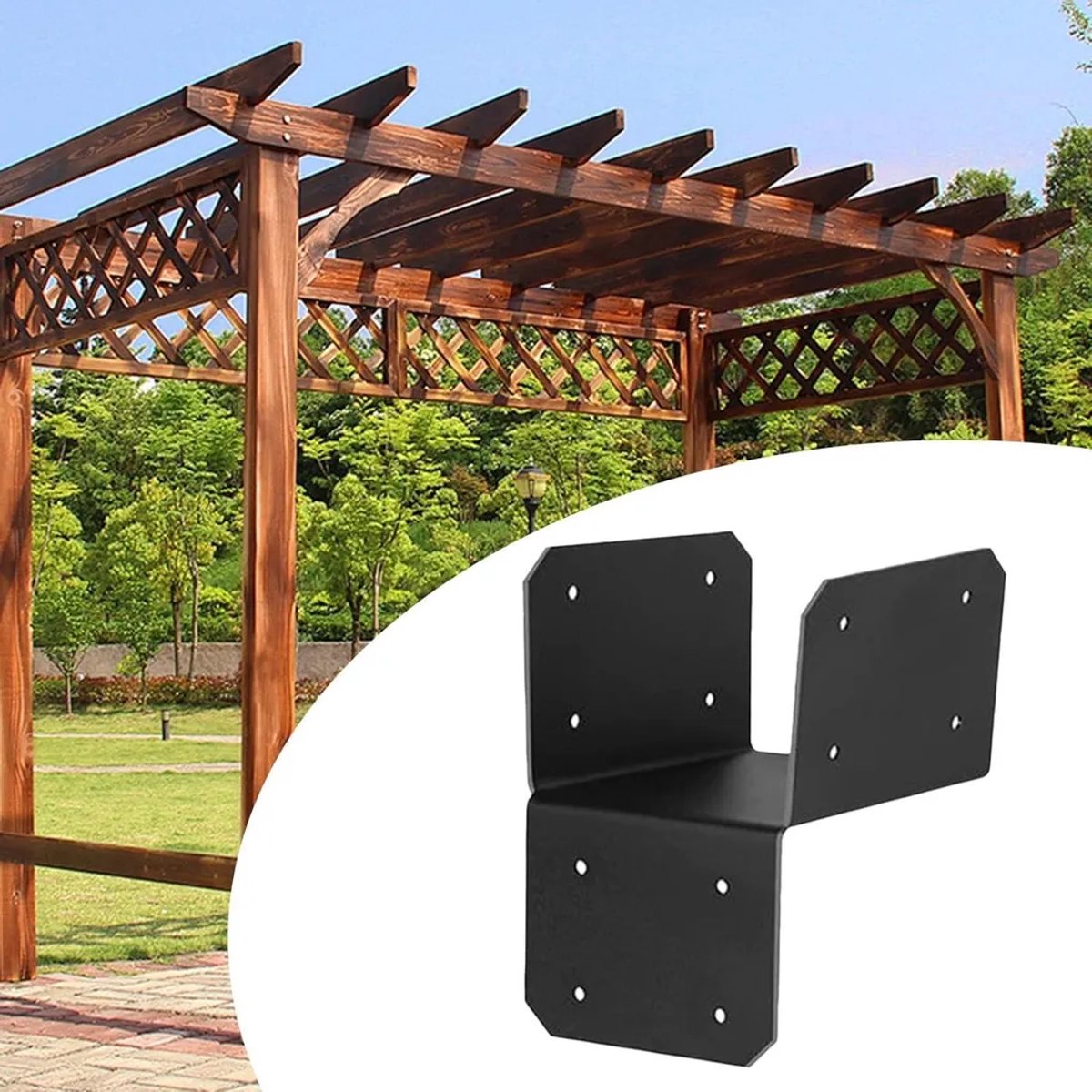 Vier pergola-steunen, zeer sterke dakverbinders, Geschikt voor tuinpaviljoens, balkons en carports.