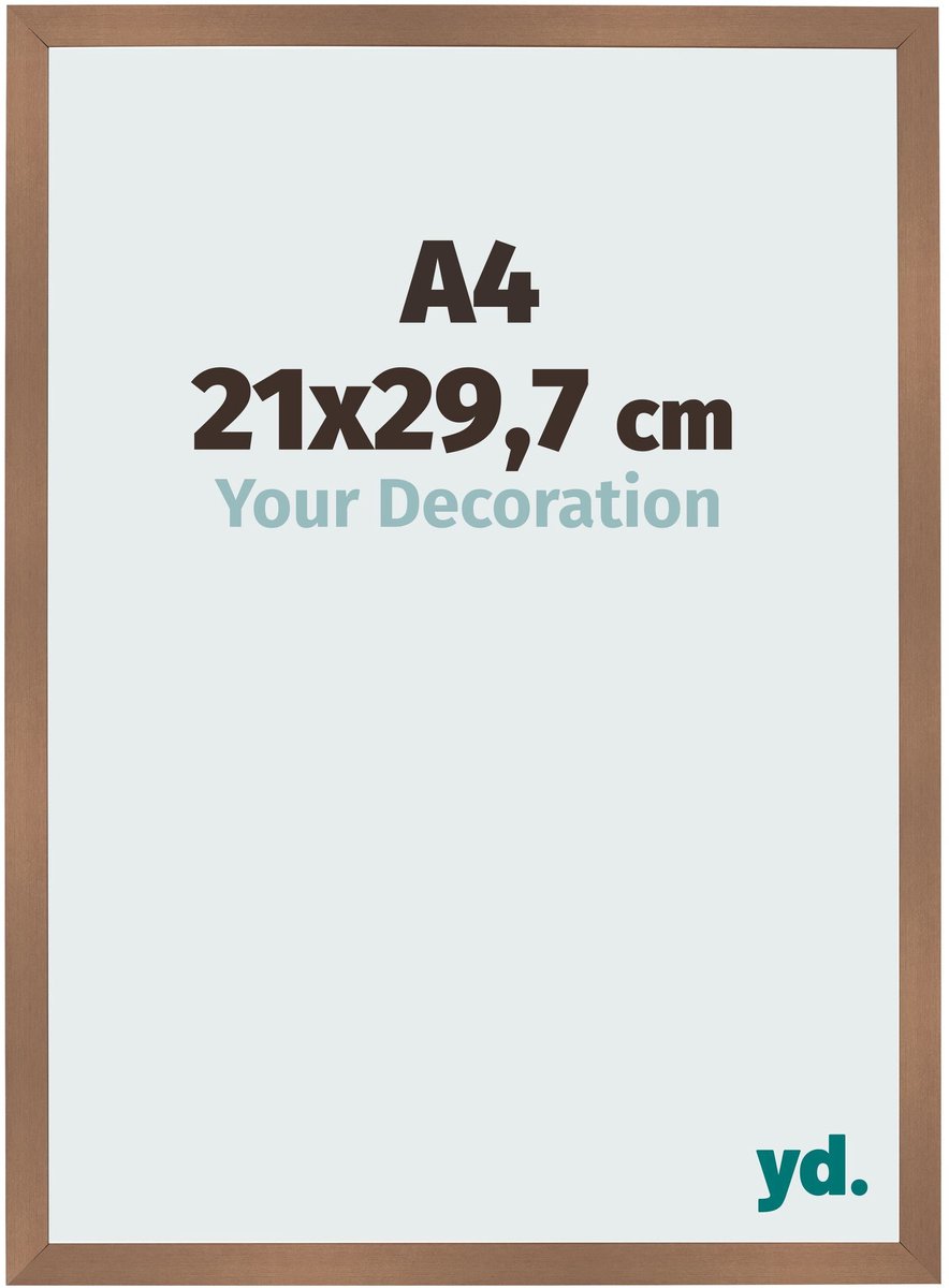 Your Decoration - Fotolijst A4 21x 29,7 cm - MDF - Koper Decor - Bologna