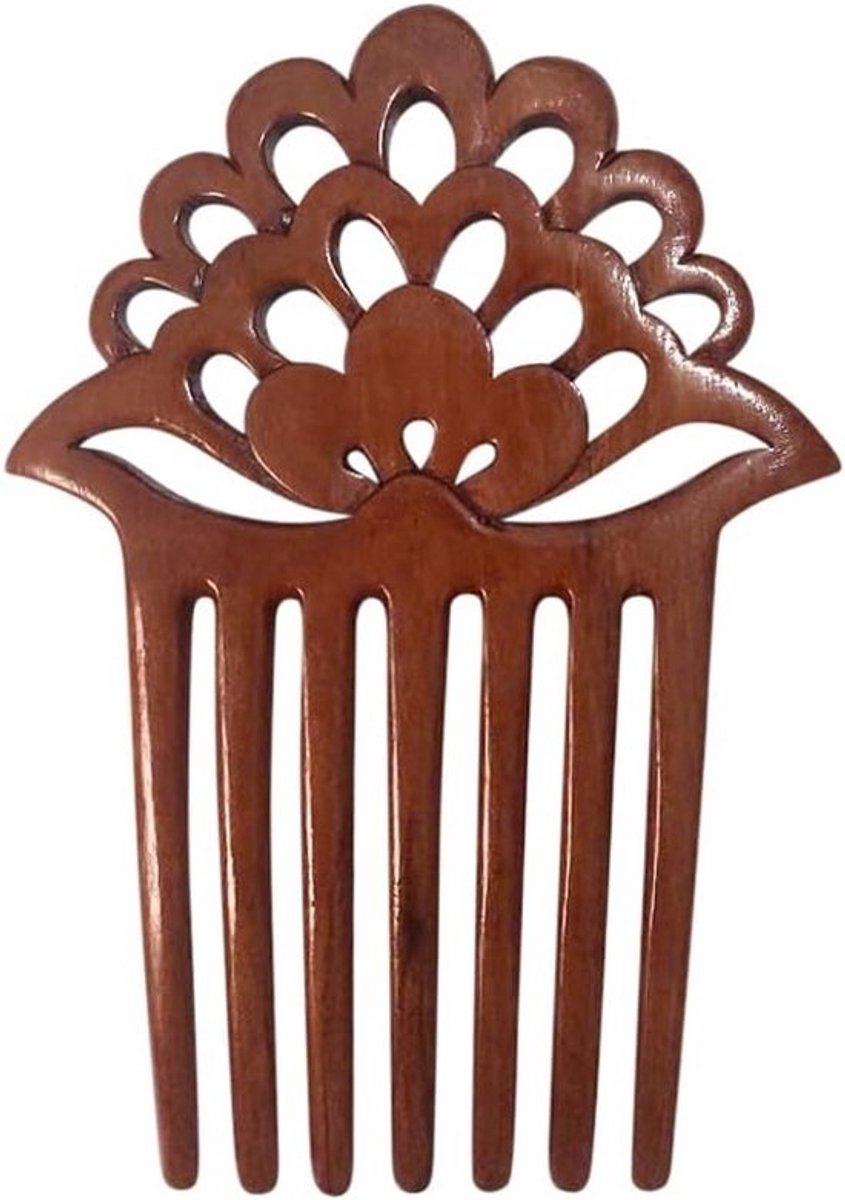 Houten Lotus Bloem Haarspeld 7 Tanden Zijdelingse Haarkam Handgemaakt van Lychee Hout