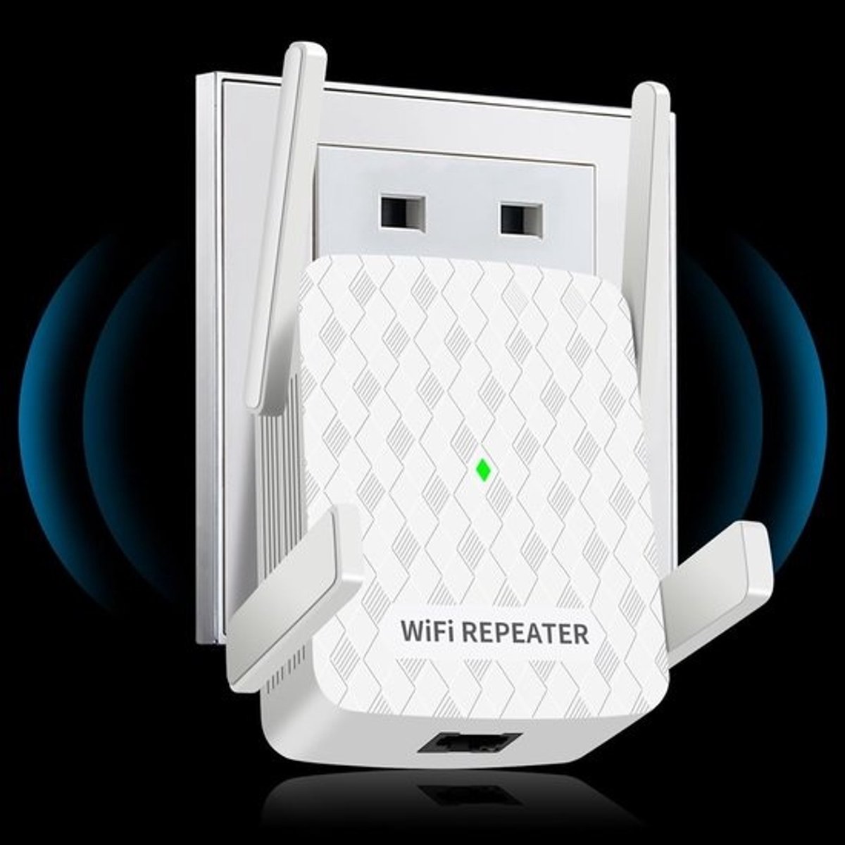 Wifi Versterker - Draadloze Extender - Betere Dekking - Externe Antennes - 9.8 x 9.2 x 8.6 cm - Zwart