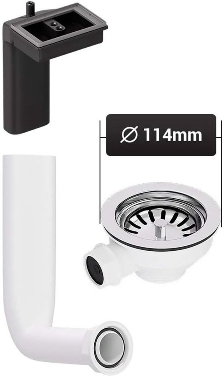 Gootsteen Zeef - Afvoer Plug - Keuken Afvoer - Met Overloop - 114 mm Diameter - Roestvrij Staal