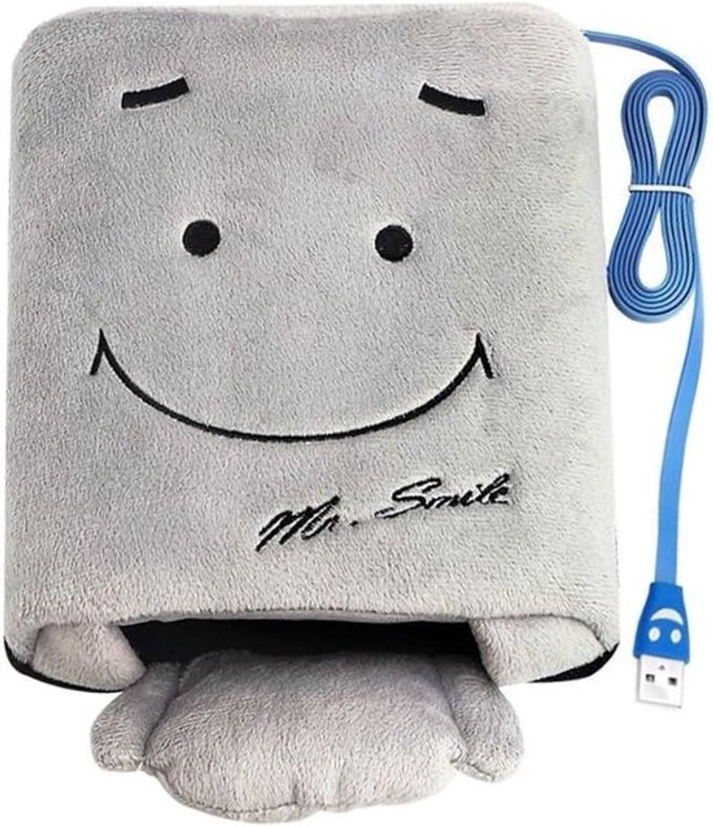 Verwarmde Muismat - USB Handwarmer - Comfortabel Werken - Geïntegreerd Verwarmingselement - 19 x 21 cm - Grijs
