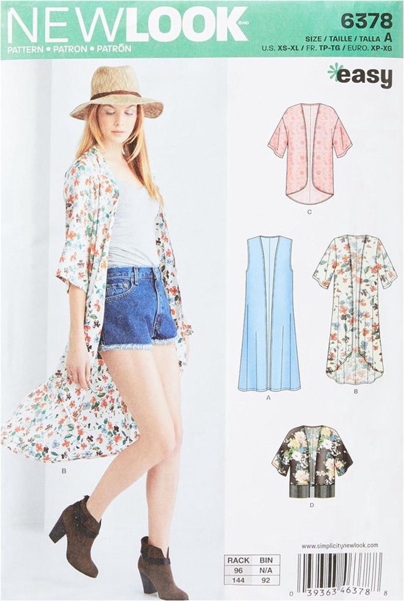 Eenvoudige Kimonos Naaipatroon met Lengtevariaties voor Dames - XS tot XL