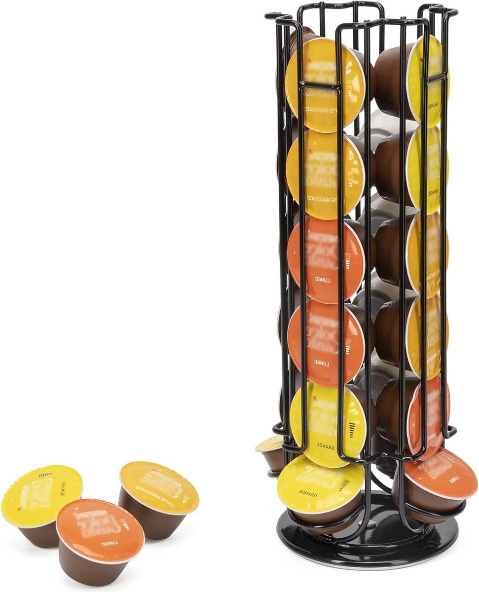 Capsulehouder - Koffiecup houder - Koffie bewaren - 360 graden draaibaar - 24 cups - Zwart