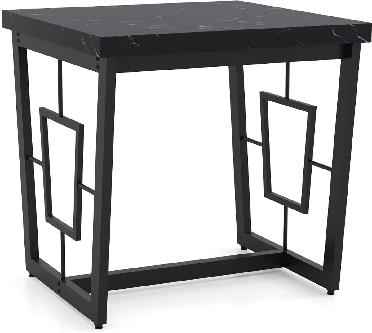 SureDeal® - Bijzettafel - Marmeren Vierkante Moderne - Kunstmarmeren Tafelblad - Robuuste Metalen Constructie - 60x60x60 cm - Donkerbruin