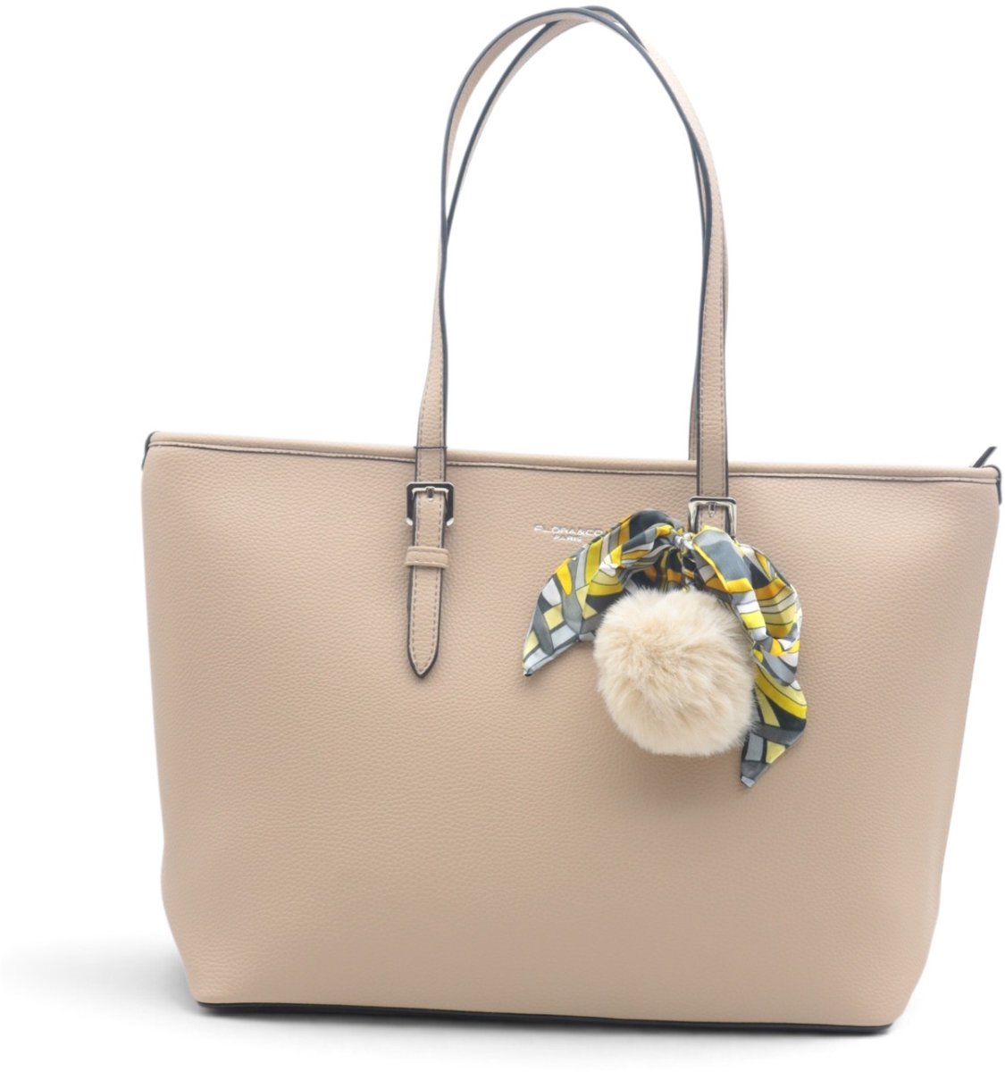 Flora&Co - CLEO - soft - grote shopper/totebag - beige - geschikt voor A4 of laptop - ideaal voor school- of werktas