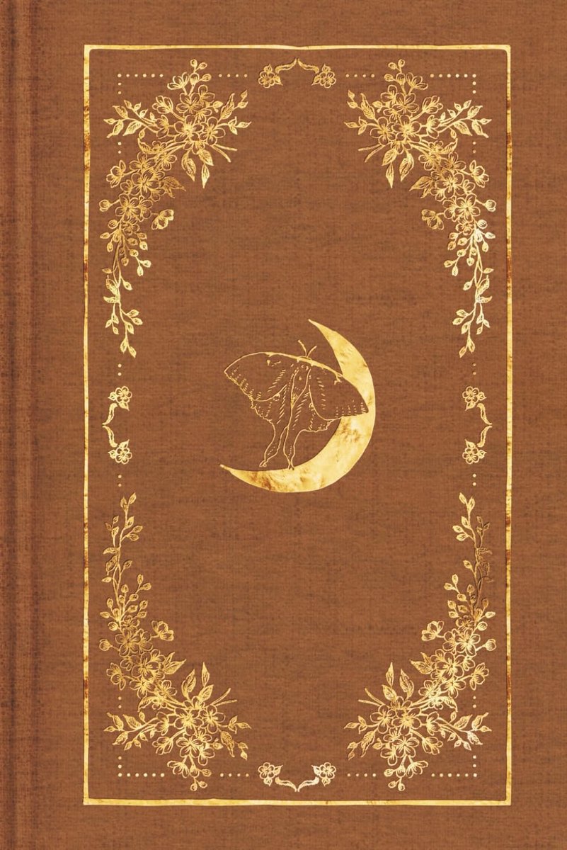 Moon & Moth Gold Journal: Lined Notebook 6×9 • Warm Brown Cover • 120 Cream Pages • Soft Matte • Mystical Floral - ShopVlot