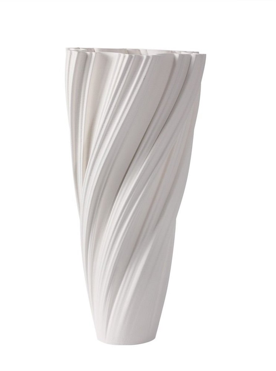 Fugurato Donna Vaas Wit - Keramiek met Gedraaid 3D-Reliëf - Ø21,5 x H42 cm