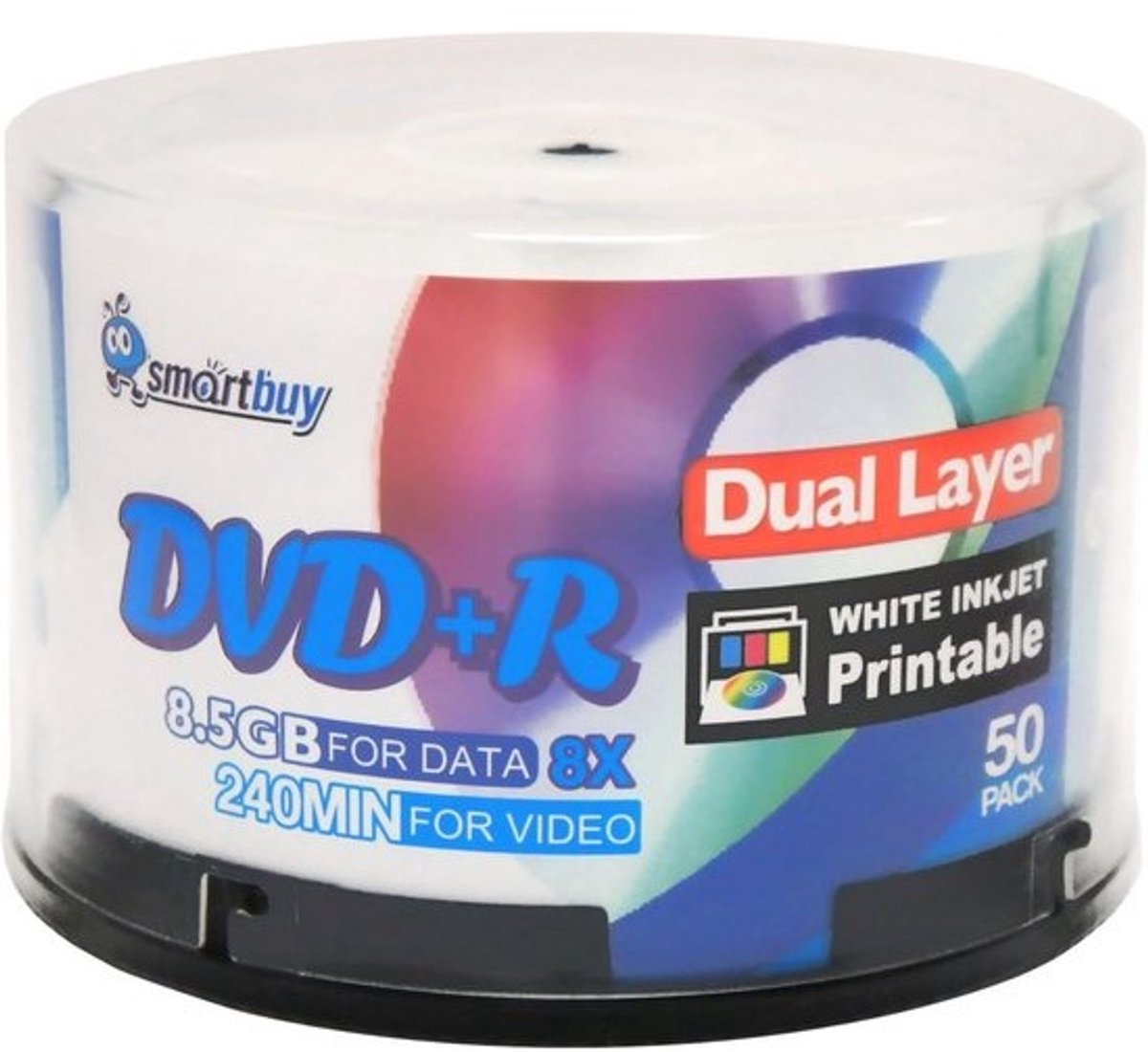 50 Pack DVD+R DL 8.5 GB 8X Dubbellaags Afdrukbare Witte Inkjet Blank Data Recordable Media - 50 Discs Spindel