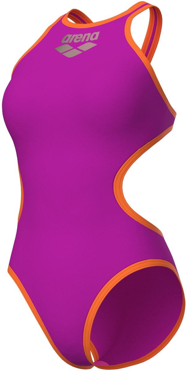 Arena Dames Badpak One Biglogo One Piece Very Fuchsia Fluo Oranje